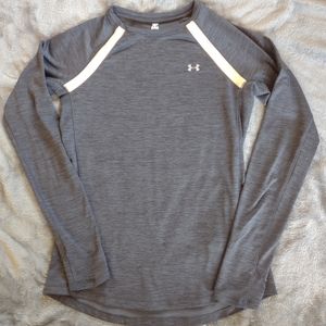 Women's Grey Under Armour ColdGear Fitted Long Sleeve Crewneck Shirt